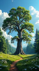Fototapeta premium Ancient tree in a serene forest clearing
