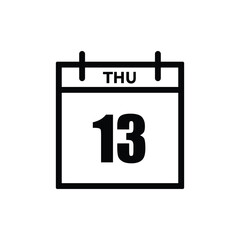 calender icon, 13 thursday icon with white background