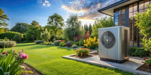 Green Energy Heat Pump: Eco-Friendly Home Heating Solution - Modern Garden Installation