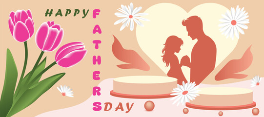 Creative concept mockup of fathers day bright and juicy banners plants. Modern and abstract art design with Templates for celebration, ads, branding, card, cover, label, poster, sales