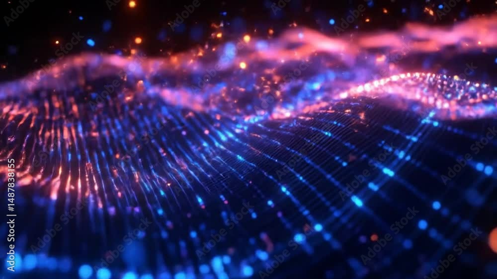 Wall mural vibrant waves of data: a stunning visual experience of dynamic light patterns unveiled.