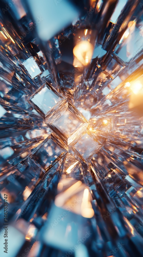 Poster dynamic light reflections abstract space digital art futuristic environment macro view artistic conc
