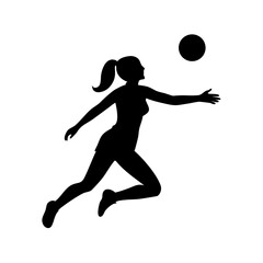 Female Volleyball Player Spiking Silhouette