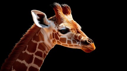 Obraz premium Giraffe Portrait Against Black Background