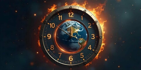big and old  clock time west very critical time with earth. Desert, Ice, Everest, with clock.