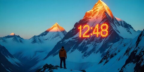 big and old  clock time west very critical time with earth. Desert, Ice, Everest, with clock.