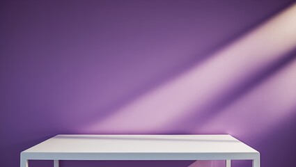 Minimalist Product Display. White Table Against a Purple Wall with Dramatic Lighting