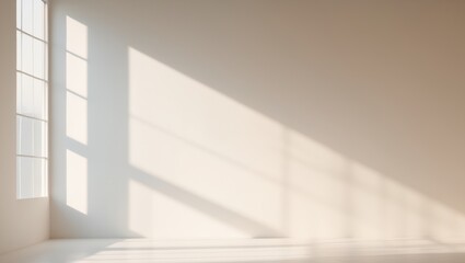 Obraz premium Minimalist Interior Scene with Window Light, Bright and Airy, Simple Architecture.