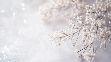 Naklejka premium Delicate white branches adorned with tiny blossoms