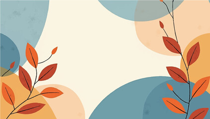 Fototapeta premium Abstract floral background with flowers and butterflies in autumn colors