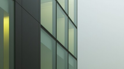 Modern building facade with foggy day.