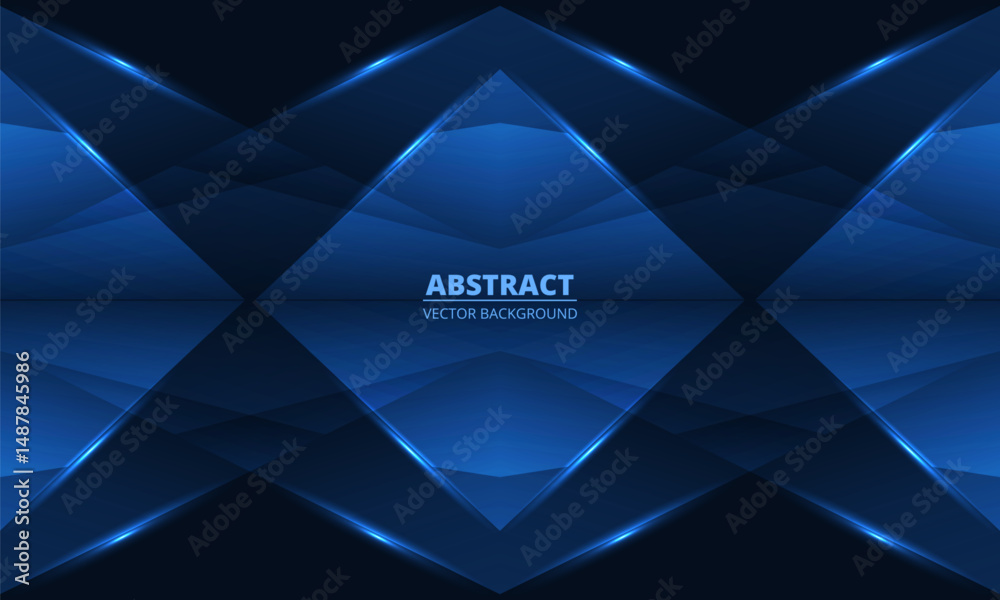 Poster dark blue modern abstract background with geometric shapes and glowing lines. vector illustration