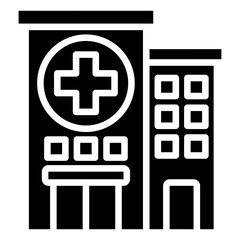 Obraz premium Hospital Building - glyph black fill silhouette icon