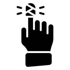 Injury - glyph black fill silhouette icon Bandaged Finger, injured finger, finger injury Lineal Hand Drawn Illustration