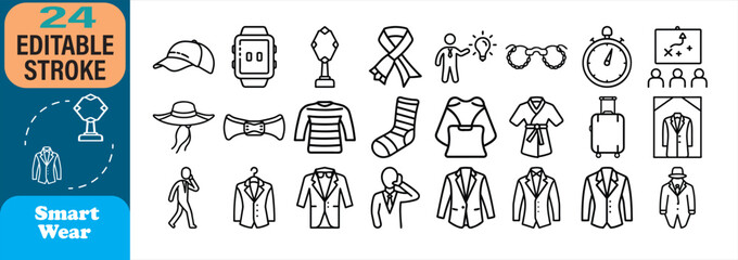 Outlined smart wear collection including suits watches hats and other accessories