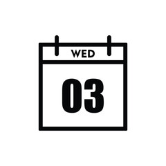 calender icon, 03 wednesday icon with white background