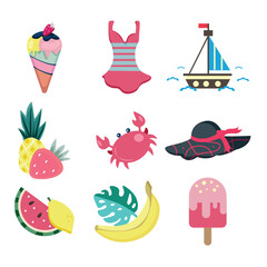 Illustration of fun summer elements for vacation