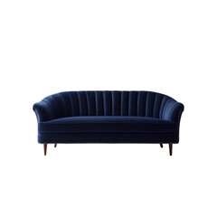 Fototapeta premium Elegant Navy Blue Velvet Channel Tufted Sofa