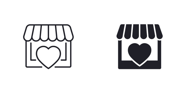 favorite shop icon in line and solid design