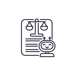 robot ethics icon, line design on white