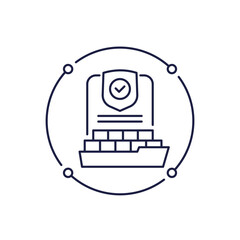 shipping insurance line icon with a container ship