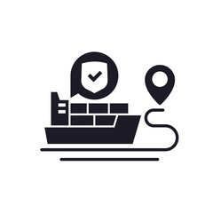 shipping insurance icon with a container ship on white