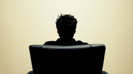 Man Watching TV with Back View.