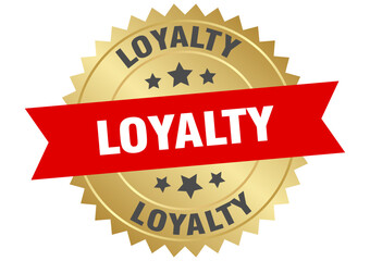 loyalty. loyalty round red and gold label isolated on transparent background