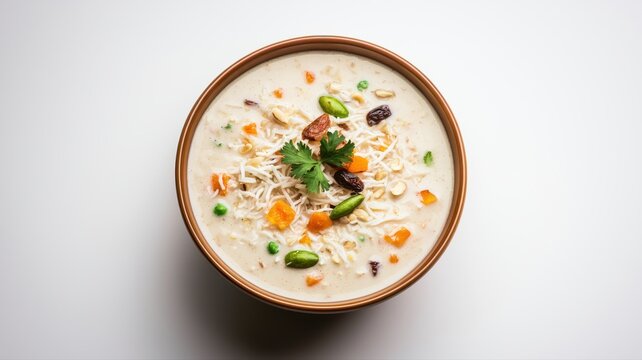 Delicious Sevai Kheer - Indian Vermicelli Pudding with Dry Fruits and Nuts in a Bowl Sevai Kheer art