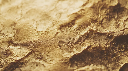 8K Ultra detailed, flat abstract background featuring raw gold texture, irregular and grainy metallic surface with natural patterns, matte finish with slight reflective points, weathered and organic