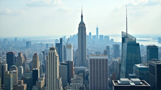 Cityscape Skyline View of High Rise Corporate Office Business District Blocks