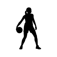 Female Basketball Player Dribbling Silhouette