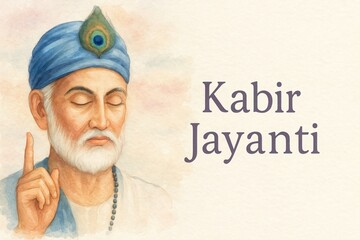 Sant Kabir Jayanti watercolor illustration.