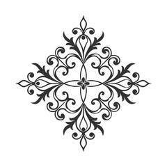 Elegant Ornate Floral Damask Vector with Intricate Symmetrical Design