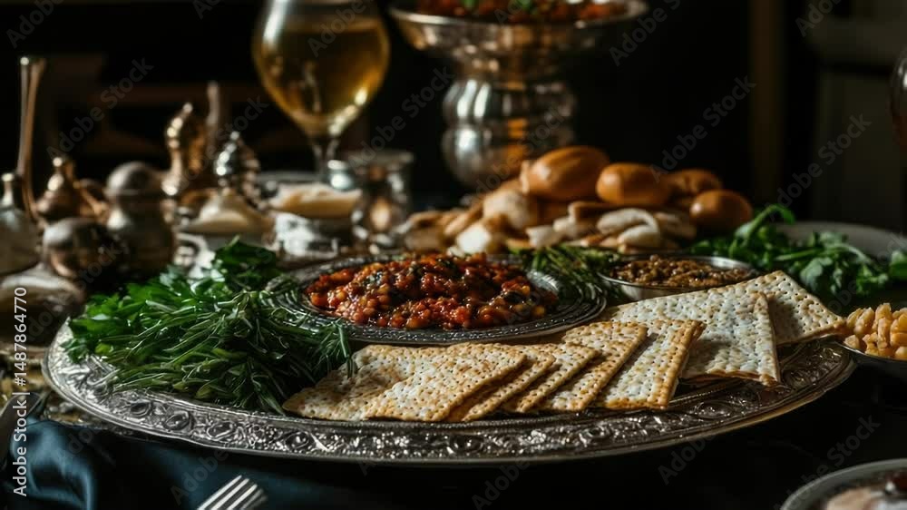 Poster a still life image of a platter of food on a table with a glass of wine, perfect for use in articles