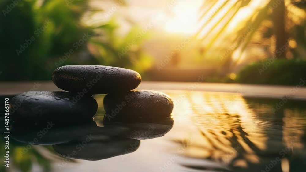 Aufkleber a pair of rocks perched on the edge of a pool, creating a natural barrier