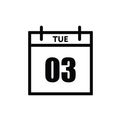 calender icon, 03 tuesday icon with white background