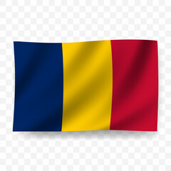 Waving flag of Chad. Illustration of flag on transparent background