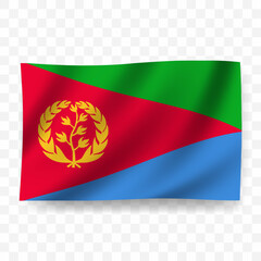 Waving flag of Eritrea. Illustration of flag on transparent background