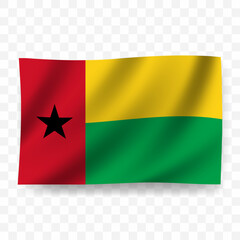 Waving flag of Guinea Bissau. Illustration of flag on transparent background