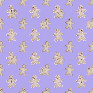Seamless pattern with gingerbread 