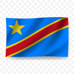 Waving flag of Democratic Republic of the Congo. Illustration of flag on transparent background