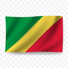Waving flag of Republic of the Congo. Illustration of flag on transparent background