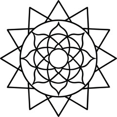 Minimal Vector Mandala Featuring Chakra Symbols Vector Line art