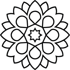 Minimal Vector Mandala Featuring Heart Shapes Vector Line art