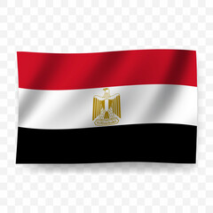 Waving flag of Egypt. Illustration of flag on transparent background