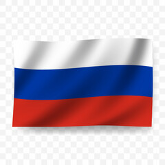 Waving flag of Russia. Illustration of flag on transparent background