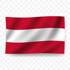 Waving flag of Austria. Illustration of flag on transparent background