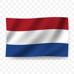 Waving flag of Netherlands. Illustration of flag on transparent background