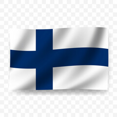 Obraz premium Waving flag of Finland. Illustration of flag on transparent background